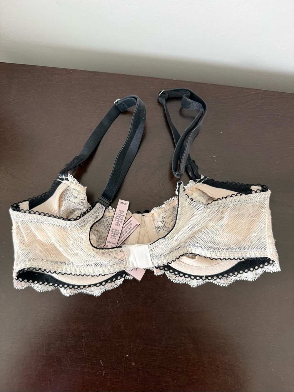 Victoria's Secret Beige and Black Lace Balconette Bra - Picture 3 of 6